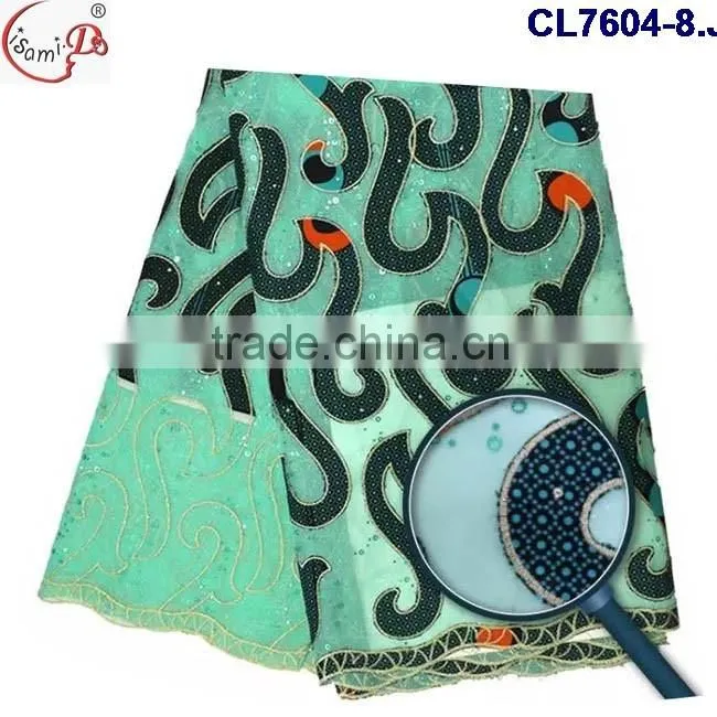 CL7604 Hot sell african market wax lace fabric for women making dress,ankara lace