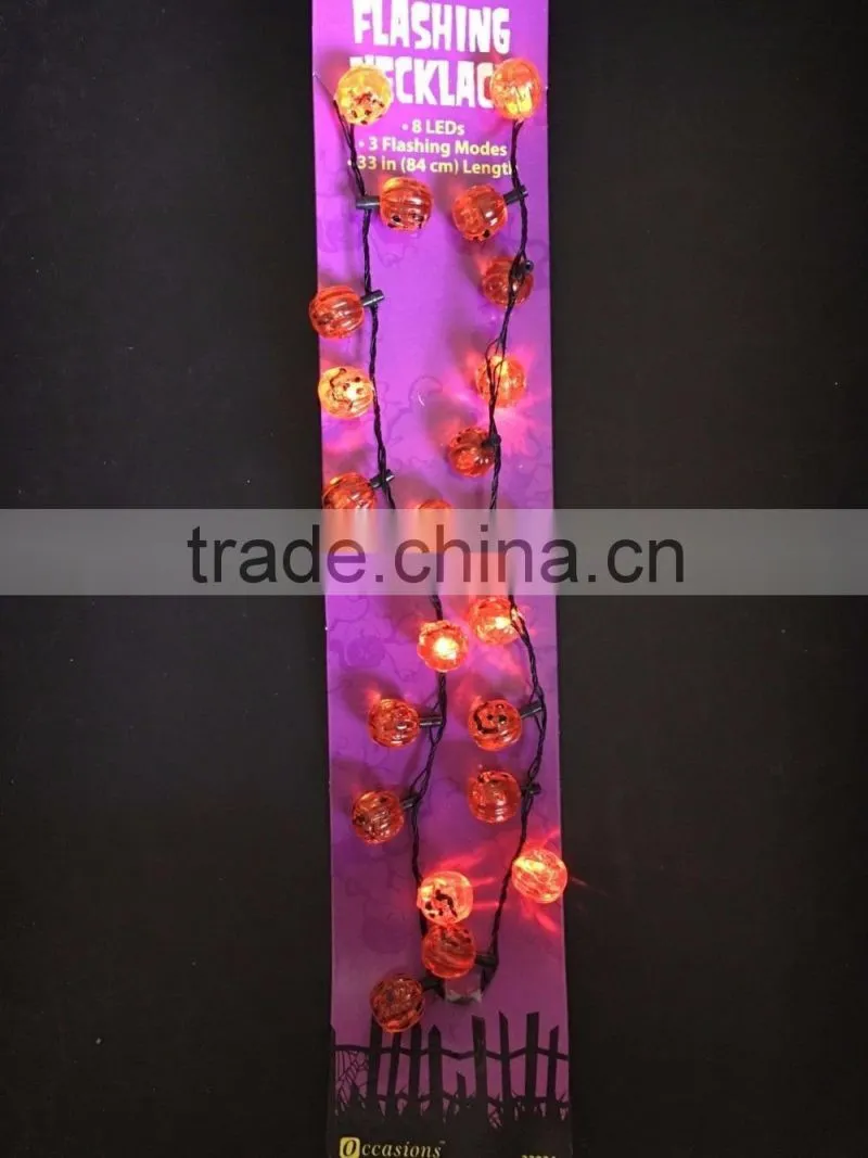 Popular Halloween Pumpkin& Ghost LED Flashing Lights Necklace with high quality