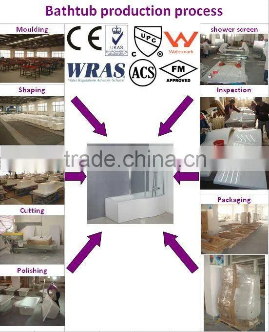 P shape acrylic bathtub,baby bathtub,square acrylic bathtub