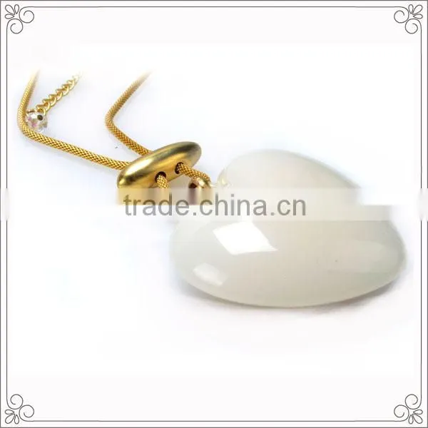 Orange Heart Shaped Resin Pendant Necklace With Gold Plated Chains