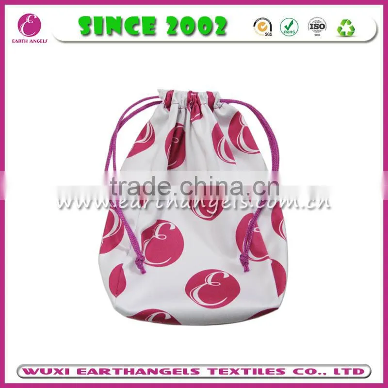 logo printed microfibe soft pouch,multi-purpose drawstring bag