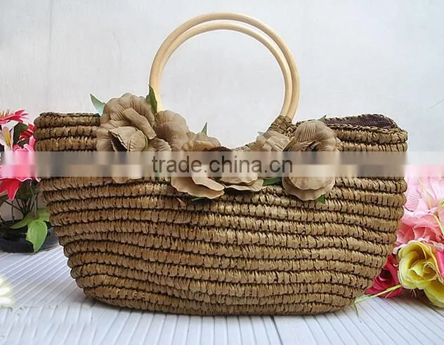 NEW DESIGNS LOVELY FLOWER KNITTED STRAW BAGS WOMEN HANDBAGS
