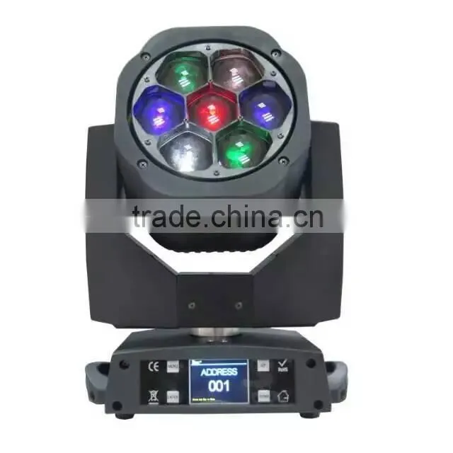 7pcs 15W rgbw 4 in 1 bee eye led zoom moving head disco stage light