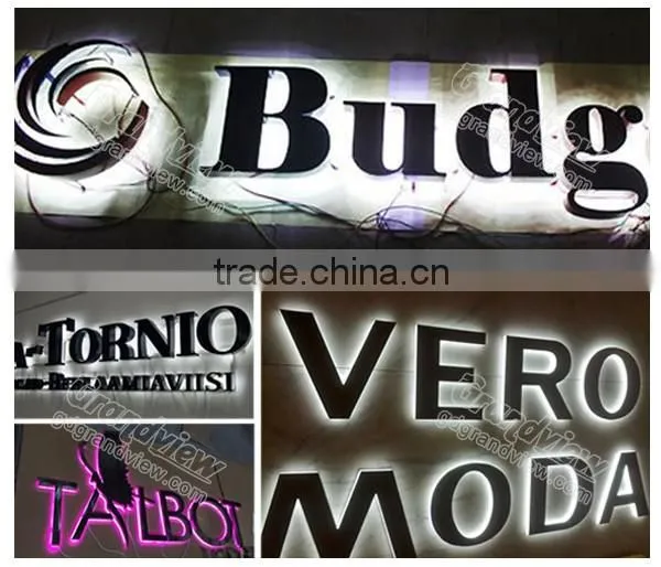 Reverse channel letter signs stainless steel alphabet letters