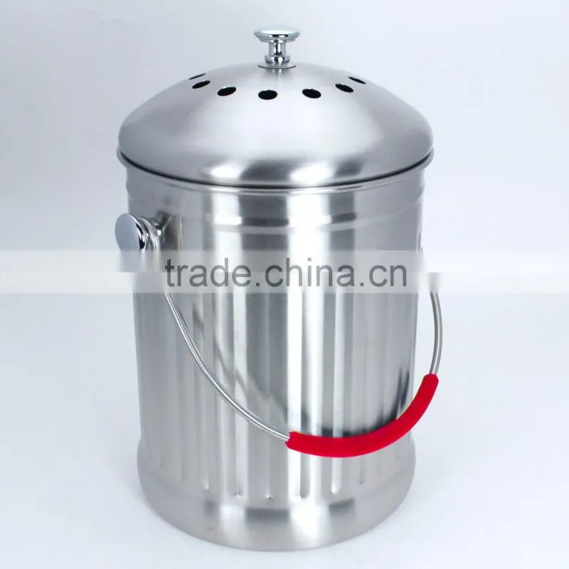1.0 Gallon Stainless steel kitchen compost pail with Charcoal Filter