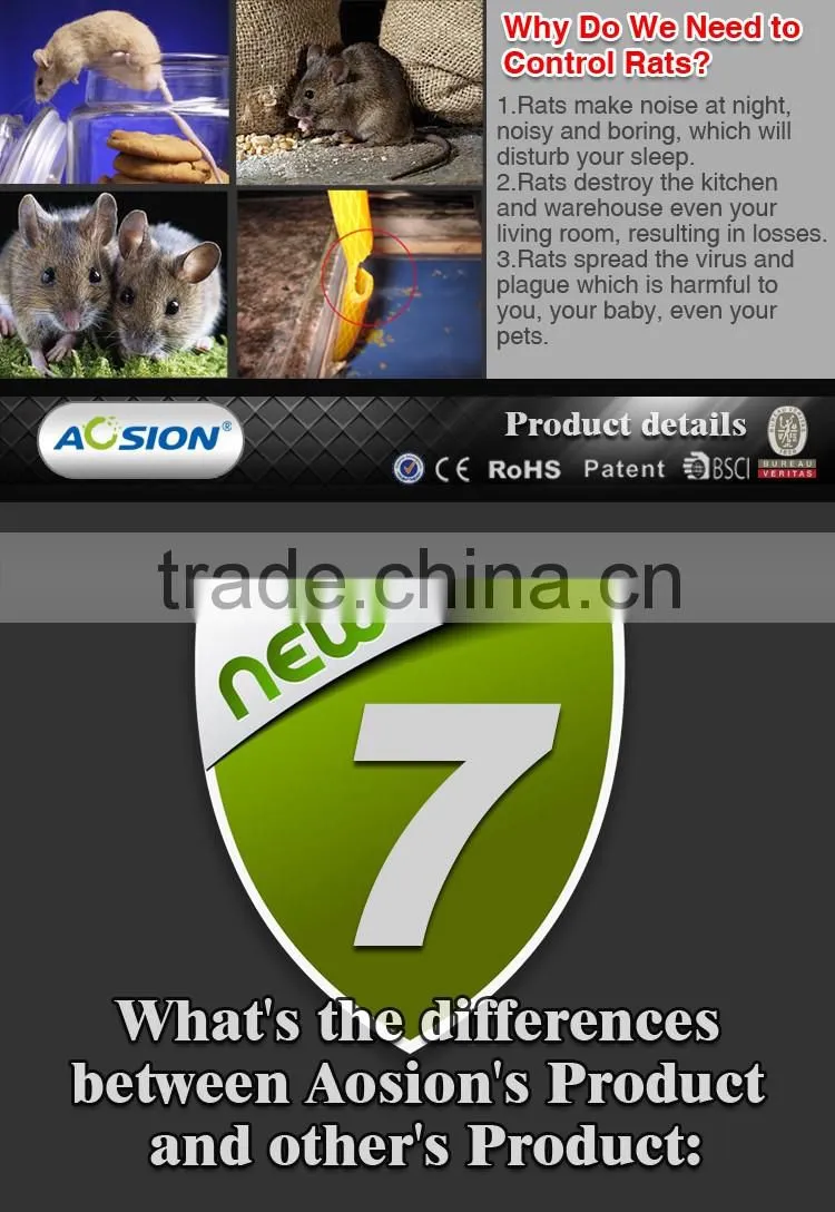 Aosion high efficiency Smart Sensor&high voltage electronic rodent zapper for housing use