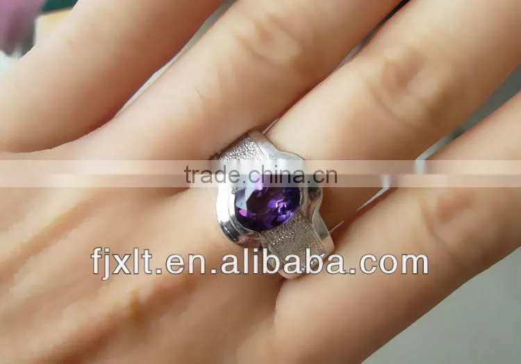 Large Stock Antique 925 Sterling Silver Amethyst Ring