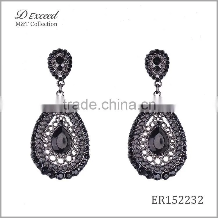 Yiwu Jewelry Factory D Exceed Fashion Crystal Silver Plating Water Drop Earrings Resin Alloy Dangle Earrings