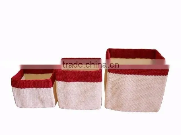 Woven Polypropylene Yarn Crochet storage basket made in Vietnam