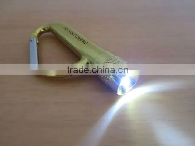 Aluminium mini carabiner LED Flashlight/Torch keychain LED light with rotating switch