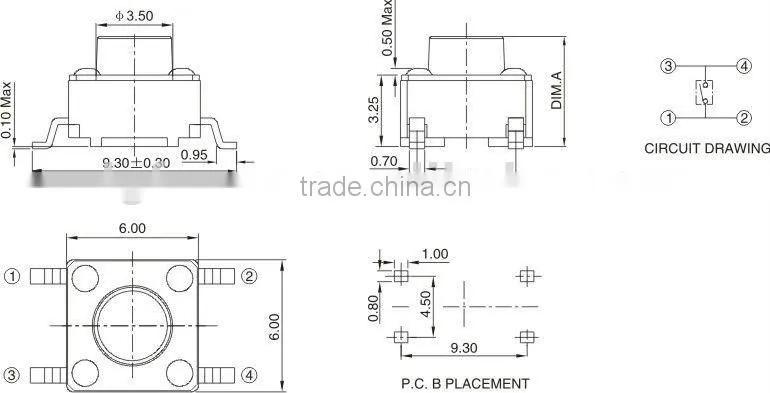 6mm smd tact switches TS-1302