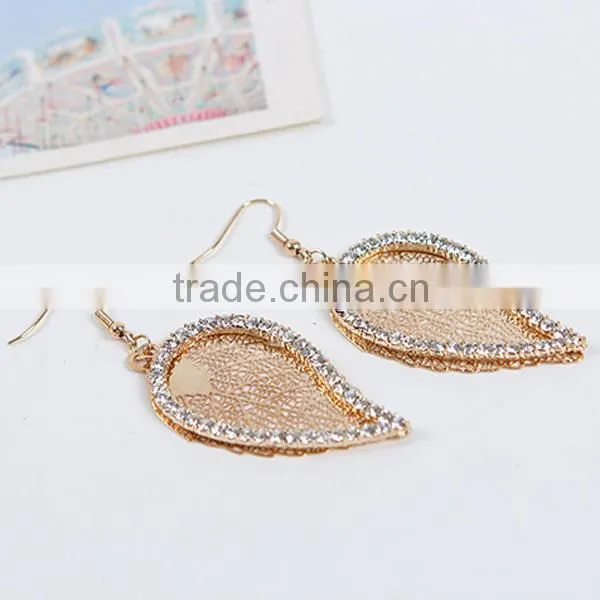 pot leaf shape diamonds gold silver color leaf earring