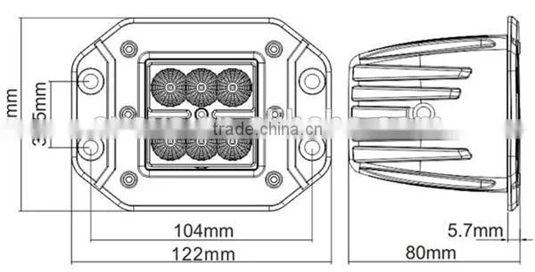 12V 24V Flush Mount 18W Led Work Light with Sopt/Flood Beam for Jeep Wrangler, SUV, Truck