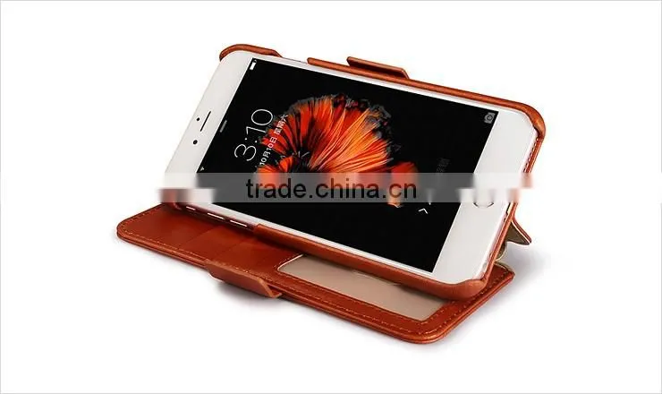 ICARER Real Leather Wallet Case For Apple iPhone 6 / 6s Plus Vintage Folio Cover With Credit Card Slot For iPhone6 4.7 / 5.5