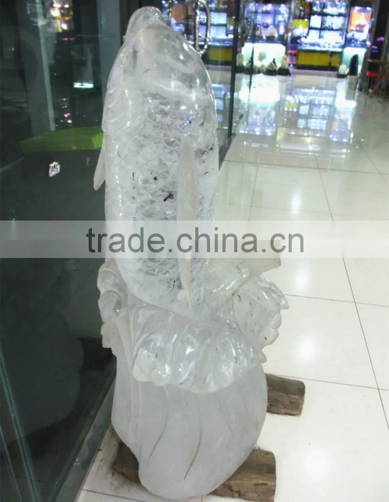 Animal design fish shaped transparent crystal fish crystal carving fish