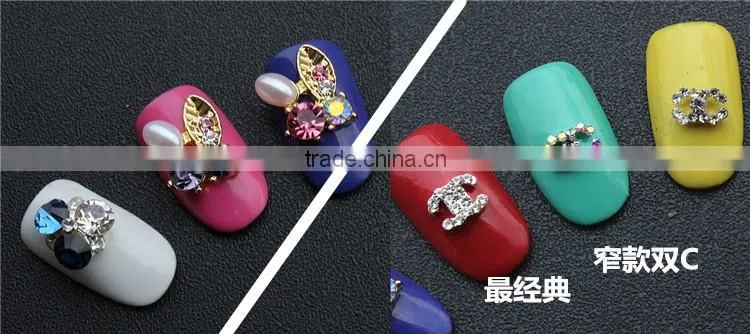 new design big stone pearl flower butterfly bow finger nail rhinestone jewelry