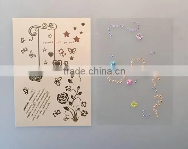 custom new fashion rhinestone metallic tattoo crystal gold foil tattoo stickers