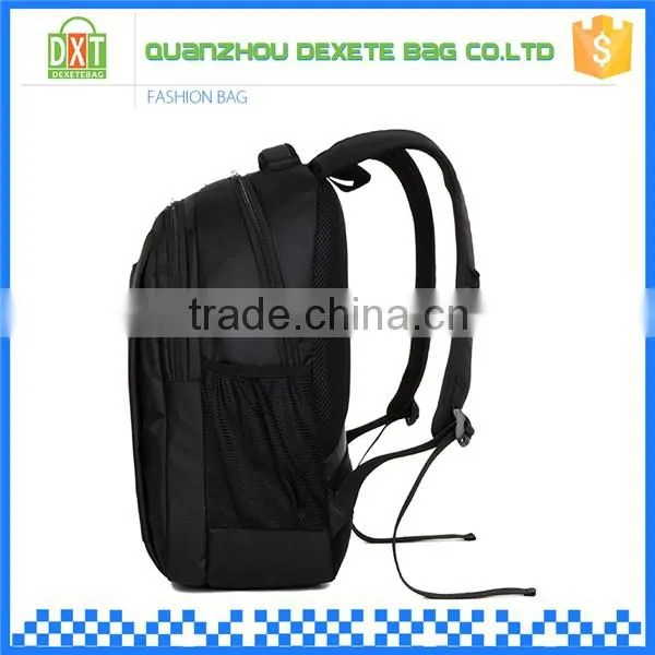 High capacity black trendy ergonomic polyester backpack for men