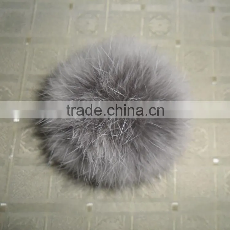 Wholesale Cute Fluffy rabbit fur pompoms with keychain