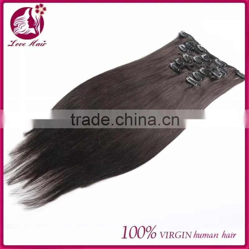 Best Quality virgin brazilian hair weaving clip in human hair extensions