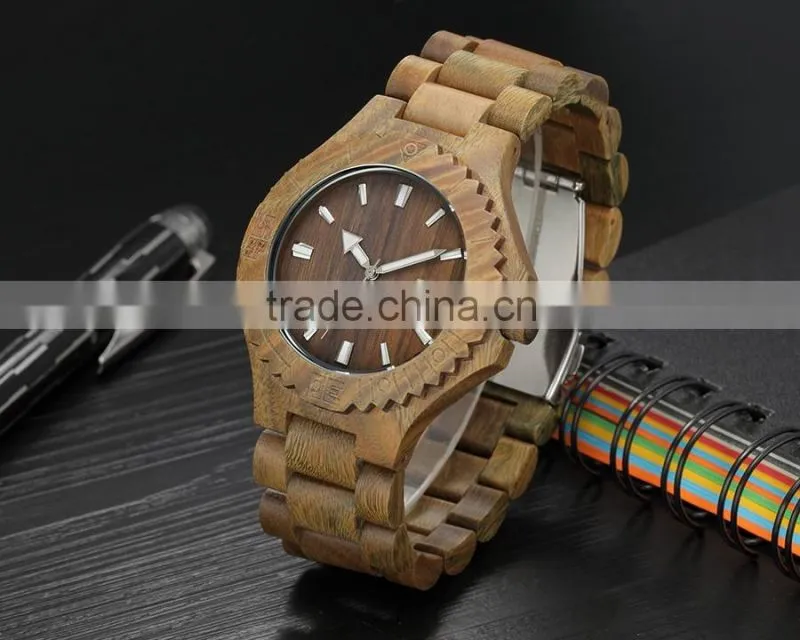 2016 Fashion quartz bamboo wood watch mens wooden watches