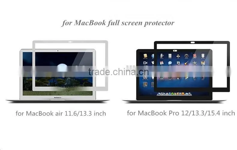 Hot for macbook lcd screen protector film, full cover bumpre frame lcd screen protector for apple macbook