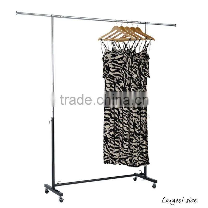 Black & Chrome Adjustable Clothes Rail - Max. H1600 x W1200 x D400 mm