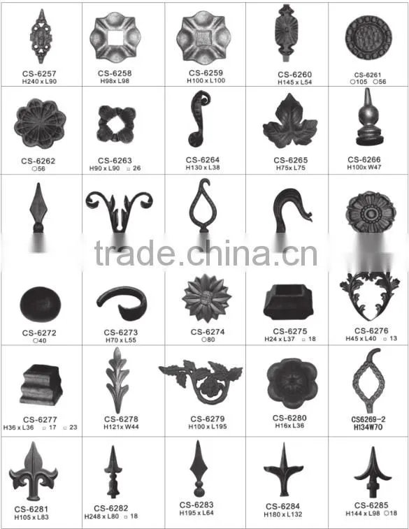 Alibaba china latest wrought iron components scroll panels, ornament welding fence parts