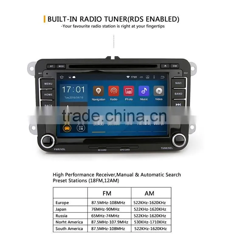 Oem double din car dvd player GPS for vw