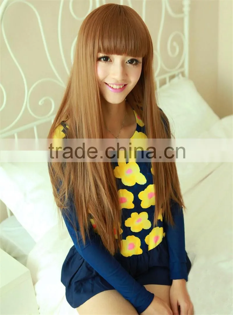 Custom Celebrity Inspired Bright Straight High Quality Heat Resistant Synthetic Hair Lace Front Wig