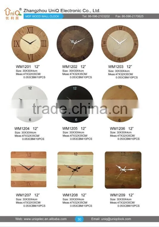 MDF wood mantle table clock for decor
