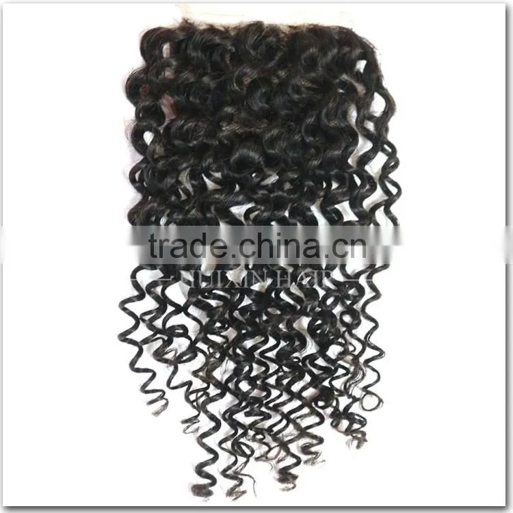 Cheap grade 6A 100% remy baby curly lace closure 4x4 brazilian hair lace closure