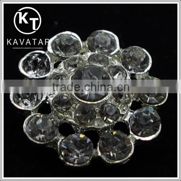 Good quality NK025 metal flower lead free metal shank rhinestone buttons
