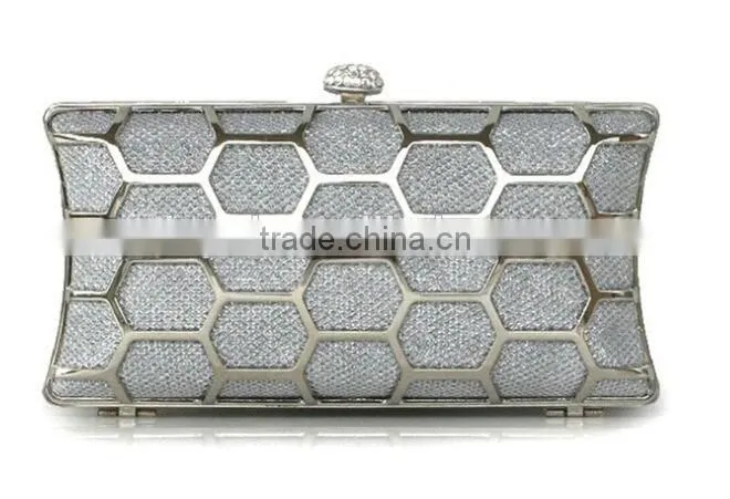 2014 leather with metal hollow evening bags fashion clutch Evening Bag