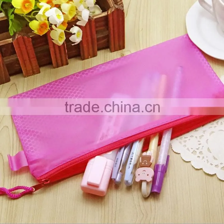 Customized mesh inner pvc pencil case with compartments
