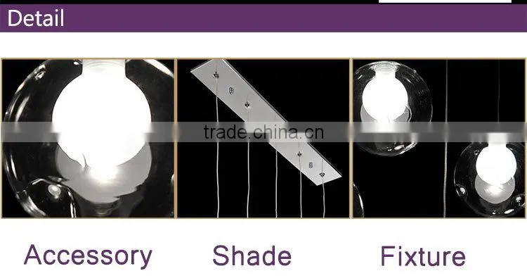 ball glass shade hot sale clear family cheap pendant lamp with 5 heads