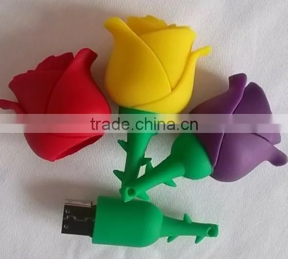 16GB Soft PVC Rose flower shaped usb flash drive wedding gifts factory price