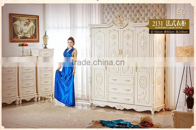 luxury French Style Wardrobe Closet Ivory Carved European Bedroom living room Furniture Wooden Wardrobes