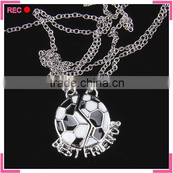 Best friends forever necklaces, football pendant latest model fashion necklace