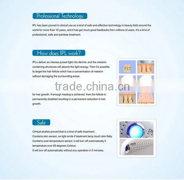 DEESS IPL permanent hair removal system for home use with 300000shots lamp life