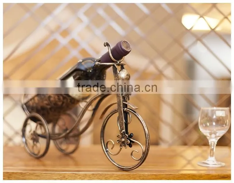 Decoration standing iron single red wine bottle display holder/ stand /rack for decoration display