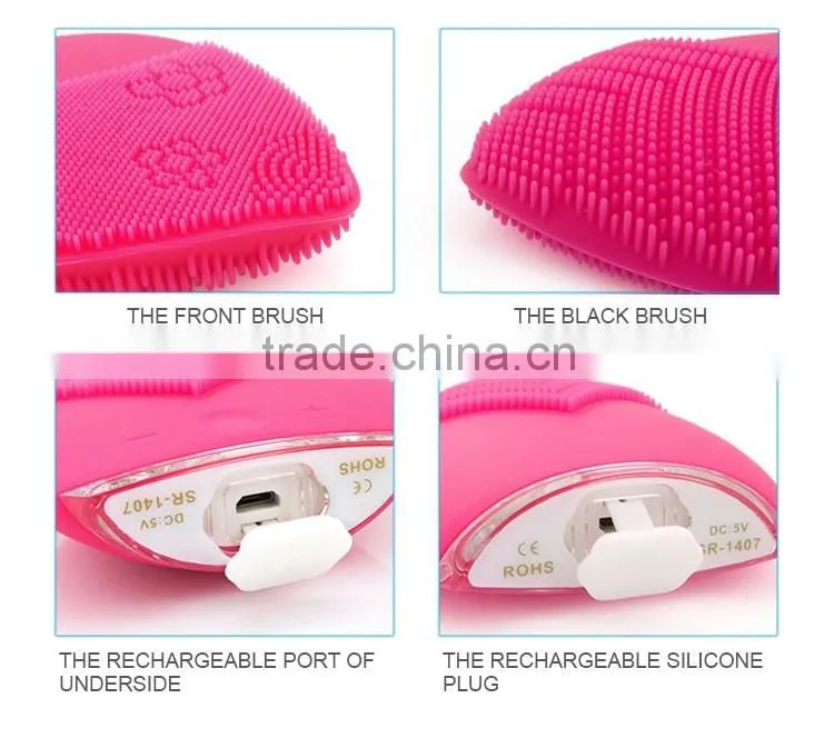 Waterproof electric silicone facial cleansing brush silicone vibrating facial cleaner black head remover