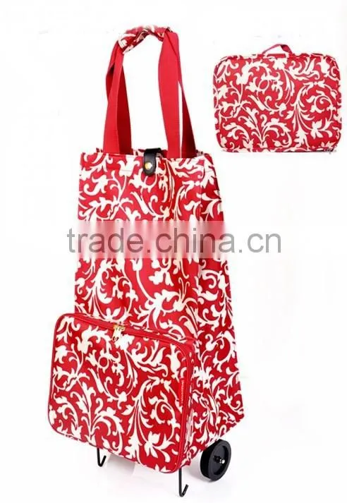 Set of 1 Trolley Shopping Bag with 2 Wheels and Zipper Pocket