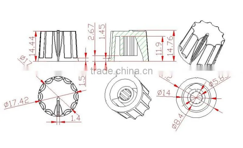 plastic amp volume switch fluted knob