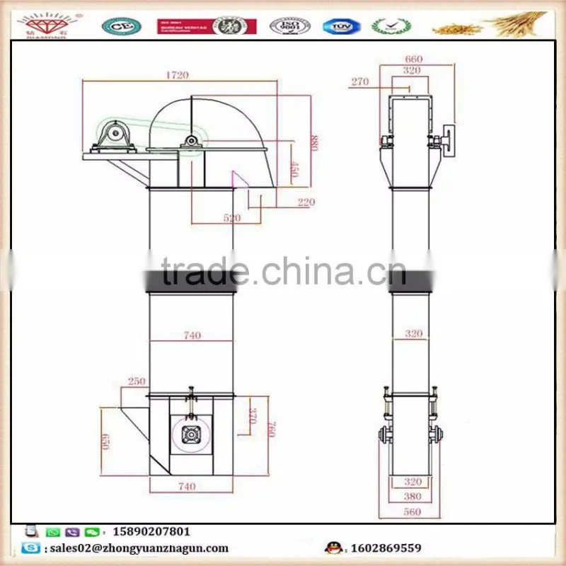 High quality bucket elevator Manufacture---HENAN ZHONGYUAN ROLLER CO.,LTD