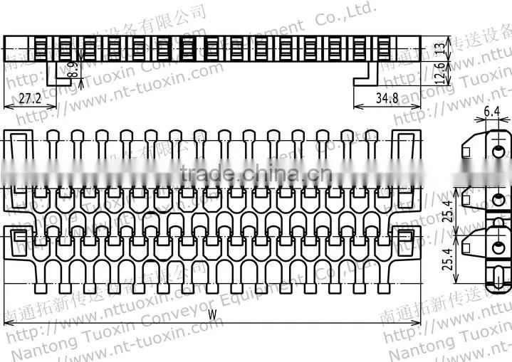 Radius Flush Grid High Deck Modular Plastic Belt