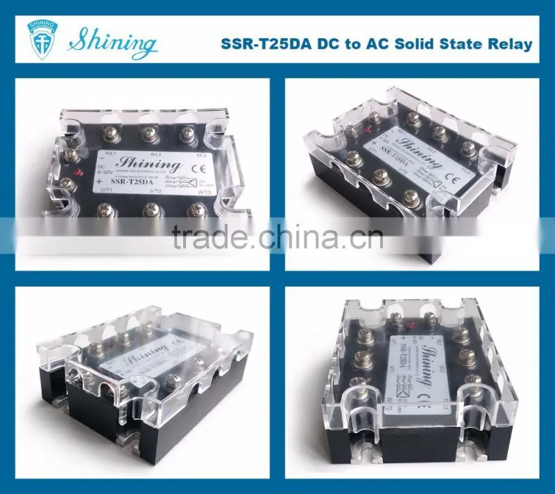 SSR-T25DA CE Approved DC To AC 3 Phase 25A Solid State Relay