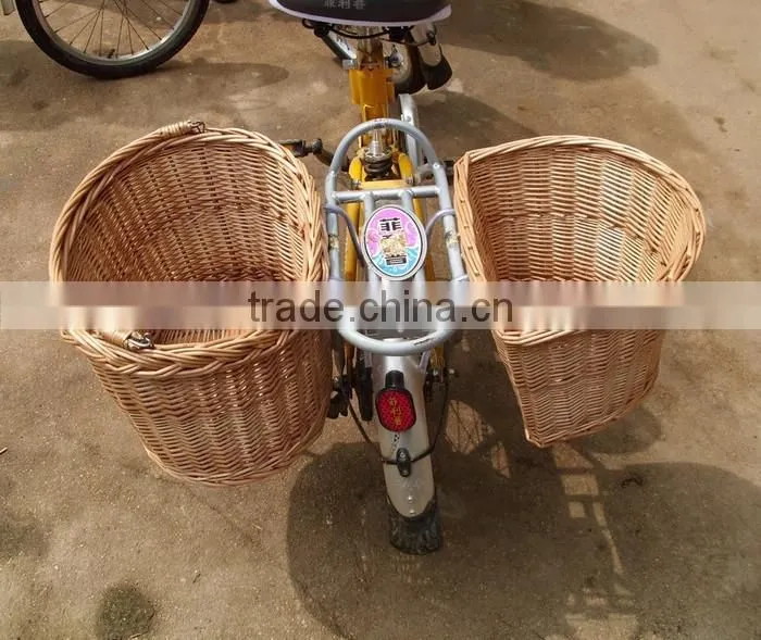 100%Handmade cheap big wicker shopping bicycle basket wicker front bike bicycle basket with hook