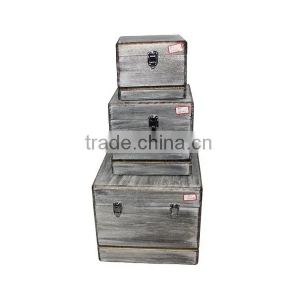 Retro Wooden Cases Set of 3 Wooden Home Decorative Cases Set of 3 Wooden Storage Cases Set of 3