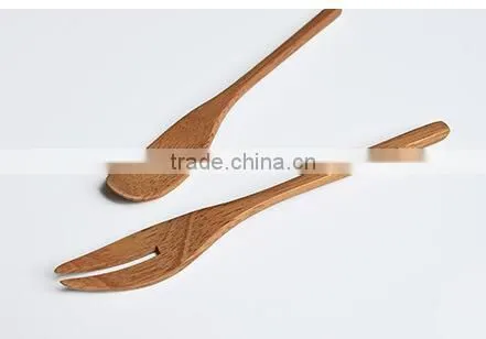 CY047 Natural Wooden Mini Spoon Fork Janpan Style Bamboo Fork Tableware Kit